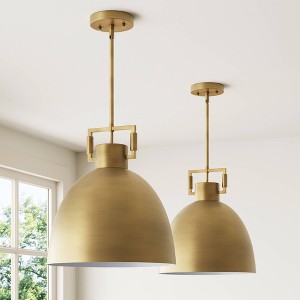 Nathan James (Set of 2) Leigh Brass Dome Shade Pendant Ceiling Lights Brass Metal - 1 of 4