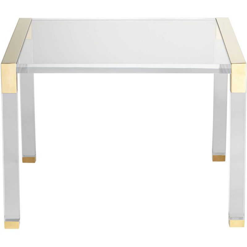 55 Downing Street Hanna Modern Cast Acrylic Accent Side End Table 23 1/2" x 24" Clear Gold for Living Family Room Bedroom Bedside Entryway Office Home, 5 of 9