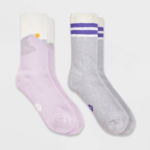 Girls' 2pk Mountain Print Outdoor Crew Socks - All in Motion™ - 1 of 3