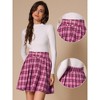 INSPIRE CHIC Women's Vintage Plaid Double Breasted A-Line Pleated Mini Skirt - 2 of 4