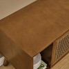 HDZNVF 67.9 Inch Mid Century Modern Rattan TV Stand for TVs up to 75 inch, Entertainment Cabinet, Light Walnut - 4 of 4