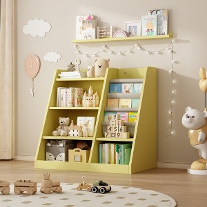 Whisen 4-Tier Kids Bookshelf, Sturdy Engineered Wood, 3 Deep Sling Storage, Boosts Reading & Organization - 1 of 4