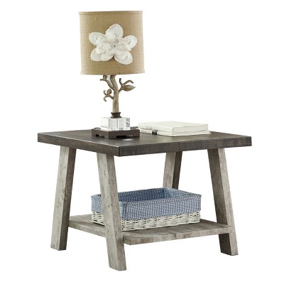 Syemin End Tables Modern Nightstand Two-Tone Wood Shelf End Table Small Square End Table Nightstand for Small Spaces, Brown, 24"*22"*23"