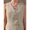 INSPIRE CHIC Women's V Neck Sleeveless Slanted Single Breasted Asymmetrical Hem Waistcoat Vest - 4 of 4