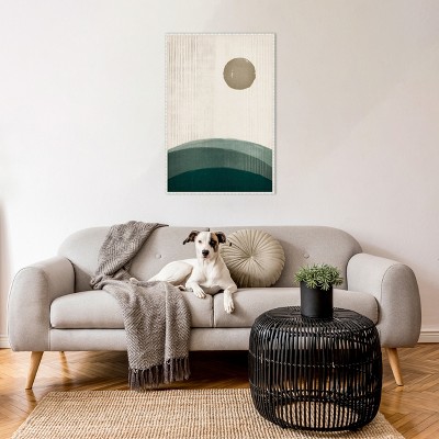 The Rusty Sun Abstract Canvas Art with White Floater Frame, 23 x 33 inches