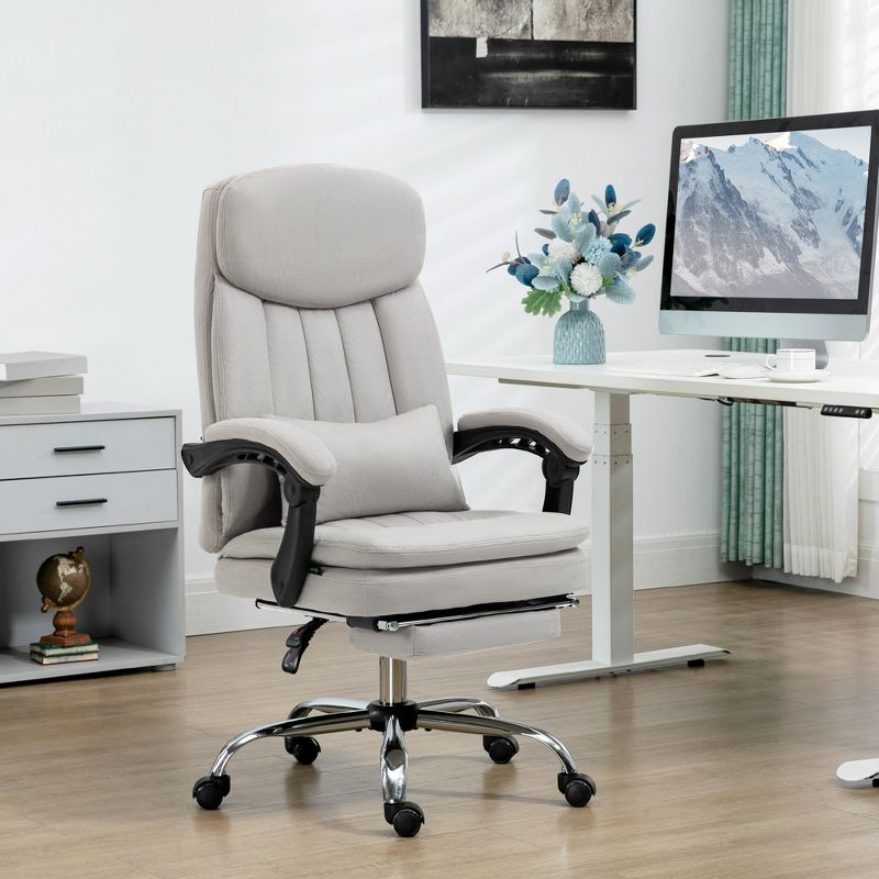 Vinsetto Vibration Massage Office Chair with Heat, Lumbar Pillow, Footrest, Microfibre Comfy Computer Chair, 2 of 7