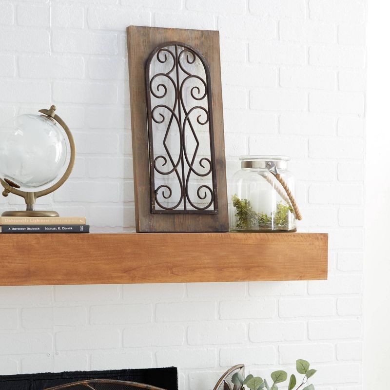Wood Scroll Window Inspired Wall Decor with Metal Scrollwork Relief Brown - Olivia &#38; May, 2 of 9