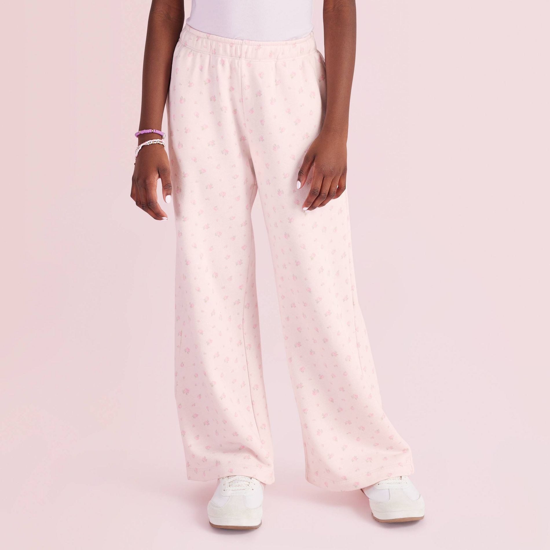 Girls' Esme Blooming Heirloom Ditsy French Terry Wide Leg Sweatpants - LoveShackFancy x Target Light Pink