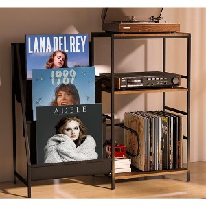 MOEPISY Record Player Stand With Vinyl Storage, 3-Tier Turntable Record Stand Holder, Holds Up to 300 Albums - 1 of 4