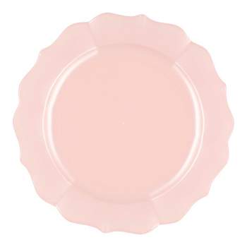 Smarty Had A Party 10.25" Pearl Pink Round Lotus Disposable Plastic Dinner Plates