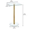 iDesign Square Pedestal Drink Table for Small Spaces - Clear/Soft Brass - 3 of 4