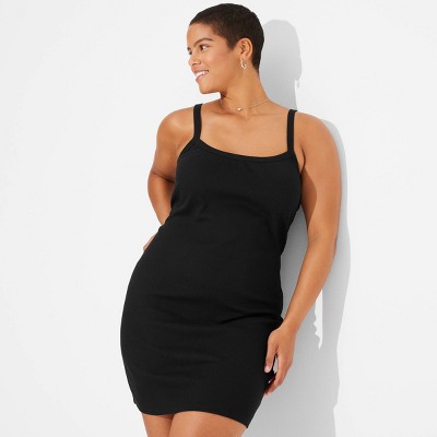 Women's Scoop Back Ribbed Mini Bodycon Dress - Wild Fable™ Black 2x : Target