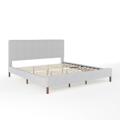 Martha Stewart King Britta Upholstered Platform Bed Gray/Walnut