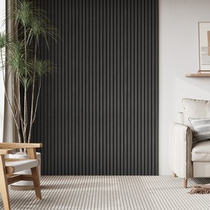 SMARTSTANDARD 94.09 in. x 7.87 in. x 0.9 in. Slat Wood Acoustic Sound Absorbing 3D Decorative Wall Paneling, 6-Pack - 1 of 4