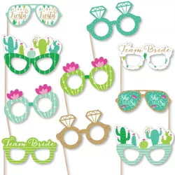 Big Dot of Happiness Final Fiesta Glasses - Paper Card Stock Last Fiesta Bachelorette Party Photo Booth Props Kit - 10 Count