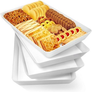 Attop 4-Piece Serving Tray Set 14x9.3inch Reusable Plastic Trays for Entertaining BBQ Snacks Fruits Kitchen Party Food Serving - 1 of 4