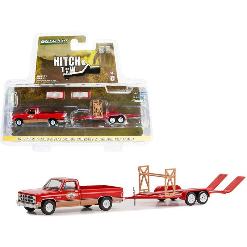 1982 GMC K-2500 Sierra Grande Wideside Pickup Truck Red and Beige with Black Stripes 1/64 Diecast Model Car by Greenlight, 1 of 4