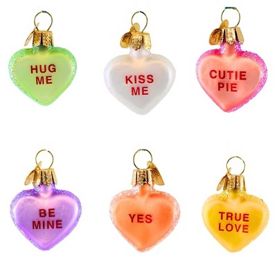 Old World Christmas 1.5 Inch Conversation Heart Set Love Valentine's Day Tree Ornament Sets