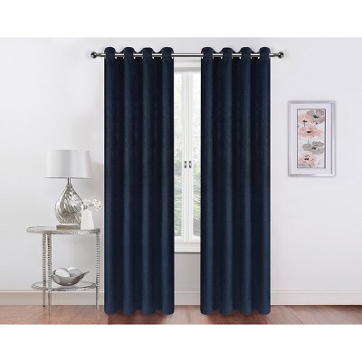 Kate Aurora 2 Pack Hotel Embossed Textured Light Filtering Grommet Top Window Curtain Panels