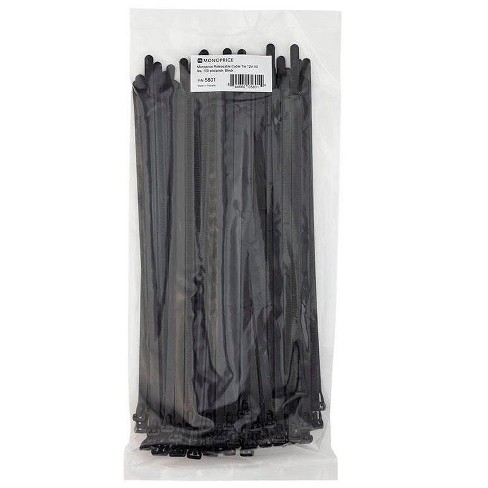 Black 100-Piece/Pack Monoprice 105801 12-Inch50LBS Releasable Cable tie