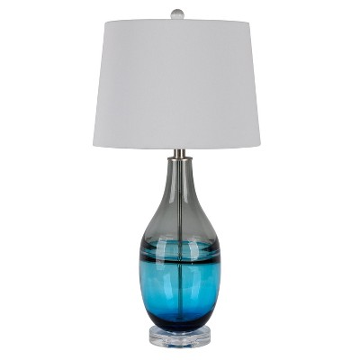 Tapered Art Glass Table Lamp with Crystal Base Blue - Decor Therapy