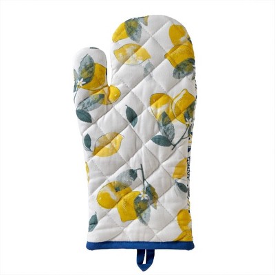 Lemon Medallion Cotton Oven Mitt and Pot Holder Set