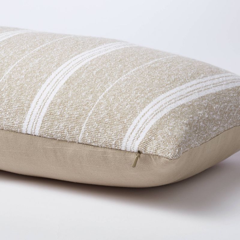 Oversized Oblong Boucle Woven Stripe Decorative Throw Pillow Khaki - Threshold&#8482; designed with Studio McGee, 4 of 12