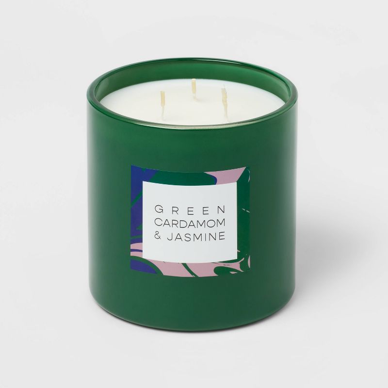 28oz Glass Cardamom &#38; Jasmine Candle Green - Opalhouse&#8482;, 4 of 8