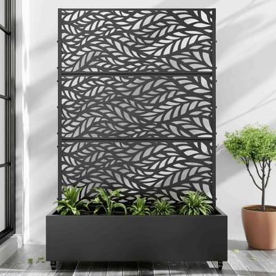 Lirago Iron Black Arch Mobile Planters Planting Box Trellis for Climbing Plants - 72x47