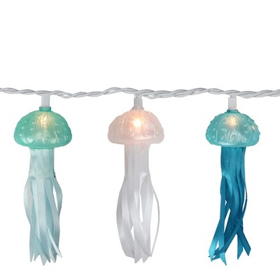 Northlight 10 Blue, Green and White Jelly Fish Summer Patio String Lights - 8.5 ft White Wire