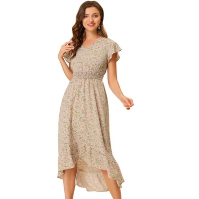 INSPIRE CHIC Women's Smocked Floral High Low Summer Maxi Dress