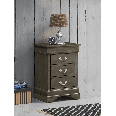 NicBex Elegant Nightstand with 3 Drawers Bedside Table with Metal Handles End Table for Bedroom, Living Room