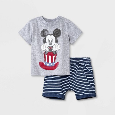 Image of Baby Boys' 2pc Mickey Mouse Top and Bottom Set - Blue Newborn