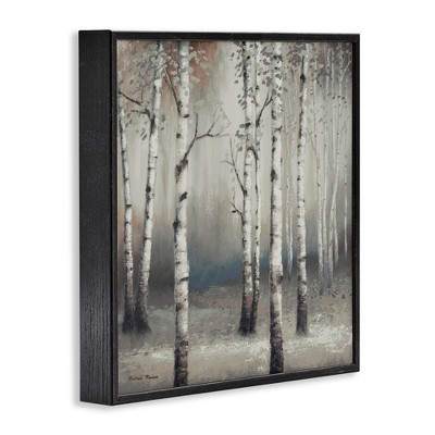 Birch Trees Misty Haze Gray Forest Canvas Print