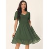 Seta T Women's Flowy Chiffon Summer Smocked V Neck Flutter Short Sleeve Ruffle Mini Dress - 3 of 4