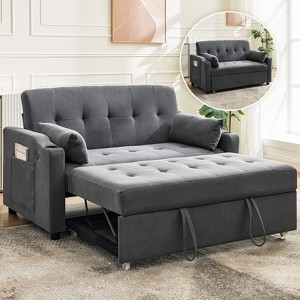 Sofa Bed Couch, Futon Sleeper Couches with Pull Out Bed, Convertible Sofa Cama, 3 In 1 Loveseat Furniture That Turns Into Bed, Lounge Sleeping Sofa - 1 of 4