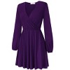 Clearlove Women's Deep V Neck Long Sleeve Dress Mini Dress High Waist Flowy Cocktail Wedding Guest Dress - 2 of 4