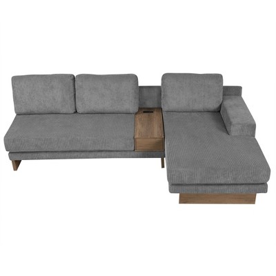NicBex Modular 114" L Shape Sectional Sofa Corduroy Sleeper Couch Set with Hidden Storage Drawer for Living Room