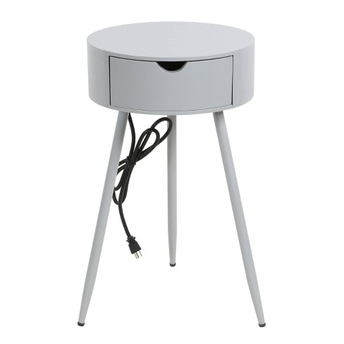 Nuttig Scharnier Identiteit Round Side Table With Usb And Outlet Gray - Decor Therapy : Target