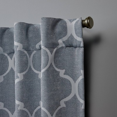 Chambray Blue Polyester Room-Darkening Curtain Panels, 52" x 84"