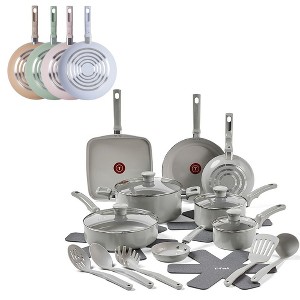T-fal 20pc Ceramic Nonstick Cookware Set, Refresh Ceramic, Moon Grey - 1 of 4