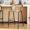 LeisureMod Ervilla Mid-Century Modern Wicker Bar Stool with Fabric Seat and Black Powder Coated Steel Frame, Set of 2 - 3 of 4