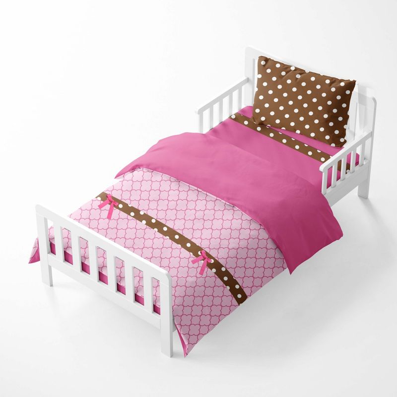 Bacati - Pink Chocolate 4 pc Toddler Bedding Set, 3 of 9