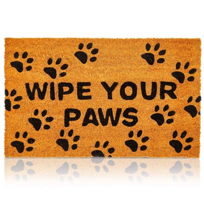 Juvale Nonslip Coco Coir Mat for Outdoor Entrance, Wipe Your Paws Doormat for Front Door Entry, Dog Lovers, 17 x 30 In