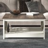 Galano Square Coffee Table with Decorative Cut-Out Panels and Lower Shelf in Brown 34.9" W x 34.9" D x 17.1" H - 3 of 4