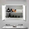 Tangkula Double Door White Storage Cabinet Wall Mount Bathroom Organizer w/ Mirror - 3 of 4