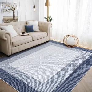 Washable Runner Rug Modern Neutral Low Pile Non Shedding Soft Bordered Carpet for Kitchen Bathroom - 1 of 4