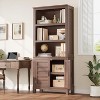 Garvee 5-Tier Farmhouse Bookcase with Door, 71.3''Tall Wooden Walnut Cabinet for Living Room,Bedroom(Brown) - 2 of 4