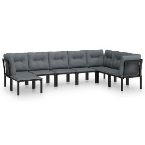 vidaXL Patio Furniture Set Outdoor Sectional Sofa Black and Gray Poly Rattan - 1 of 4