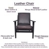 Royal Hampton Amber Accent Chair, Handcrafted Slatted Mango Wood, Buffalo Leather Cushions, Angled Legs - - 4 of 4